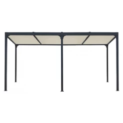 Pergola Bioclimatique Aluminium Anthracite 21,52m² + Toit Avec Lames Ovales écru HABRITA