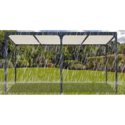 Pergola Bioclimatique Aluminium Anthracite 21,52m² + Toit Avec Lames Ovales écru HABRITA -Outdoor Soldes pergola bioclimatique aluminium anthracite 2152m toit avec lames ovales ecru habrita 3