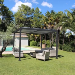 Pergola Bioclimatique Autoportante 300x300cm En Aluminium - Gris - Maia - Couleurs Du Monde