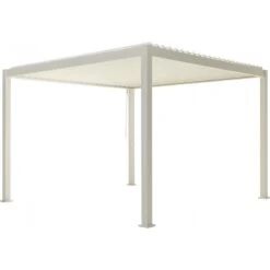 Nouvelles versions -Outdoor Soldes pergola bioclimatique autoportante en alu blanc 3x3m ombrea 1