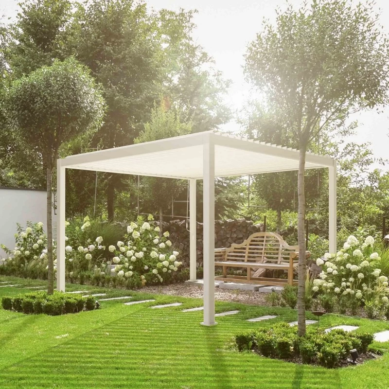 Pergola Bioclimatique Autoportante En Alu Blanc 3x3m Ombrea 1 Pergola Bioclimatique Autoportante En Alu Blanc 3x3m Ombrea