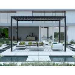 Pergola Bioclimatique Autoportante En Aluminium Anthracite 3x3m - X-METAL