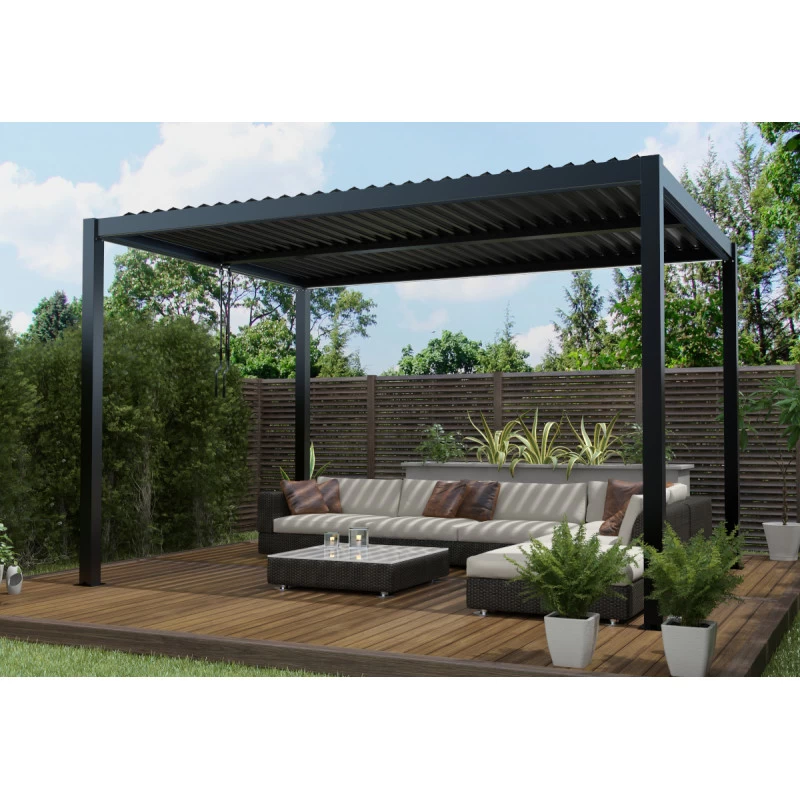 Pergola Bioclimatique Autoportante En Aluminium Anthracite 4x3m - X-METAL 2 Pergola Bioclimatique Autoportante En Aluminium Anthracite 4x3m - X-METAL – Image 2