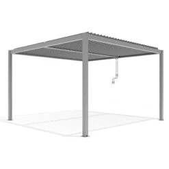 Pergola Bioclimatique Autoportante En Aluminium Gris Clair 4x4m - X-METAL -Outdoor Soldes pergola bioclimatique autoportante en aluminium gris clair 4x4m x metal 5