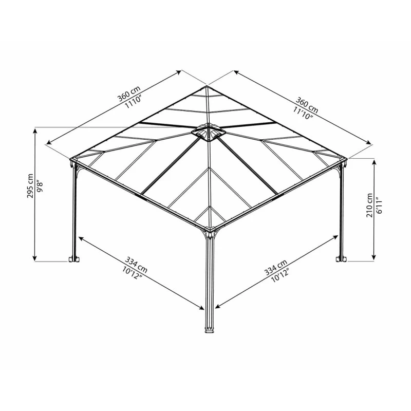 Pérgola De Aluminio Y Policarbonato 360x360cm Palermo™ 3600 - Canopia 3 Pérgola De Aluminio Y Policarbonato 360x360cm Palermo™ 3600 - Canopia – Image 3