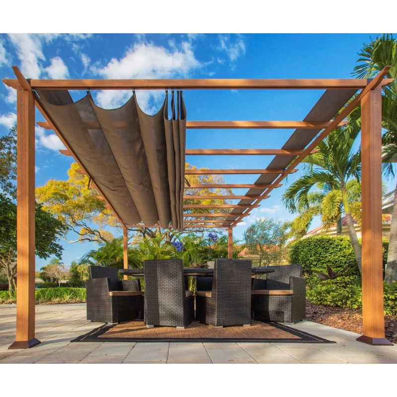 Pergola En Aluminium Marron Clair 350x505cm Florence – PARAGON OUTDOOR 1 Pergola En Aluminium Marron Clair 350x505cm Florence – PARAGON OUTDOOR