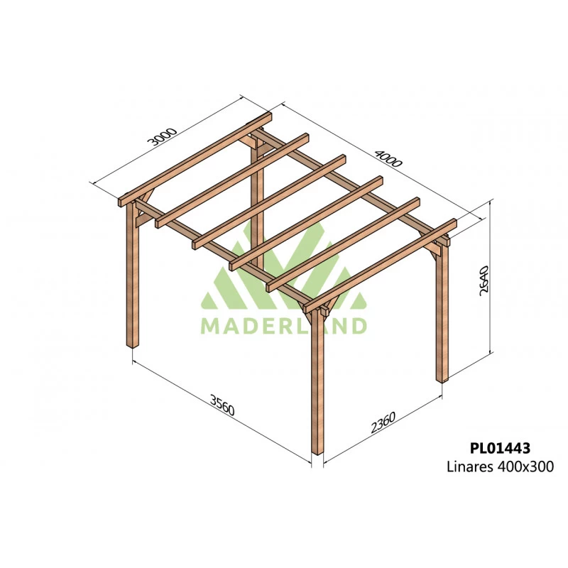 Pergola En Bois Lamellé-collé 400x300cm Linares – Maderland 2 Pergola En Bois Lamellé-collé 400x300cm Linares – Maderland – Image 2