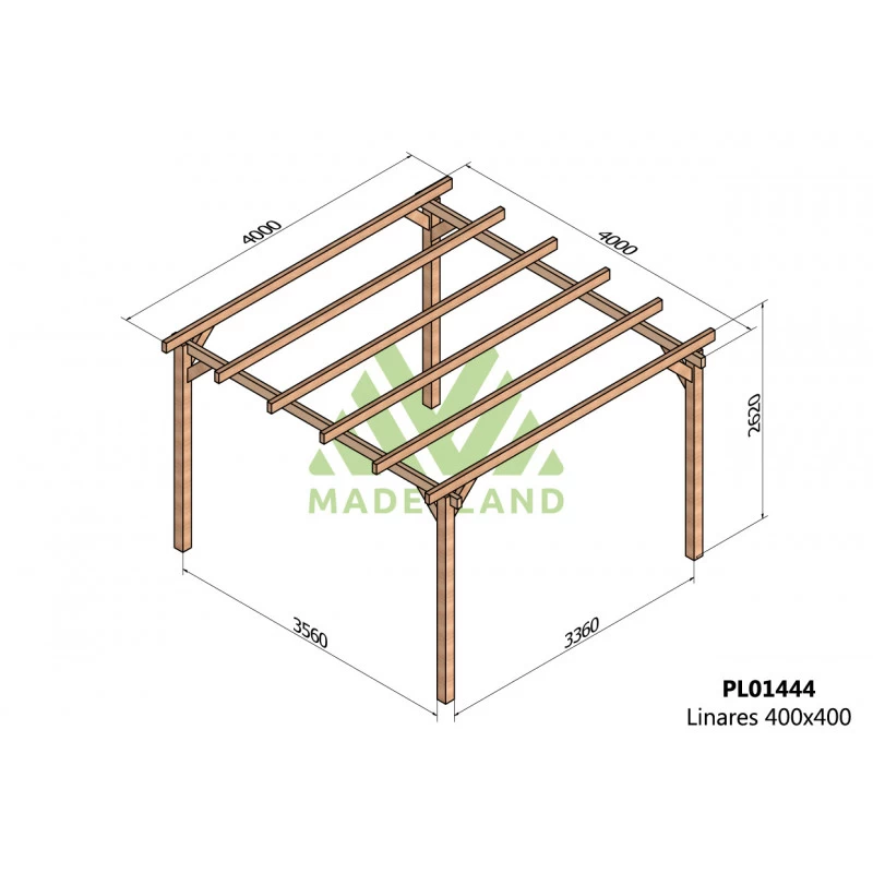 Pergola En Bois Lamellé-collé 400x400cm Linares – Maderland 2 Pergola En Bois Lamellé-collé 400x400cm Linares – Maderland – Image 2