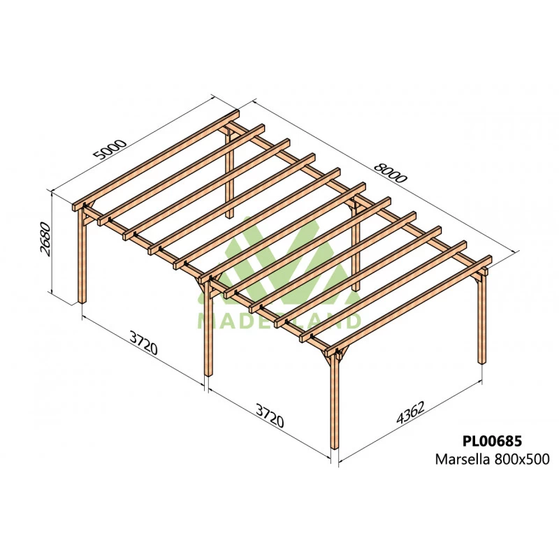 Pergola En Bois Lamellé-collé 800x500cm Marsella – Maderland 2 Pergola En Bois Lamellé-collé 800x500cm Marsella – Maderland – Image 2