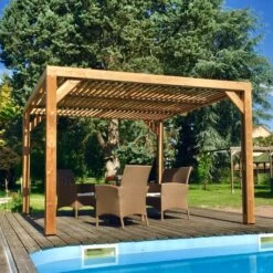 Pergola THERMAUVENT 10,67m² Toit Avec Ventelles Mobiles HABRITA -Outdoor Soldes pergola thermauvent 1067m en bois avec vantelles sur le toit habrita 4