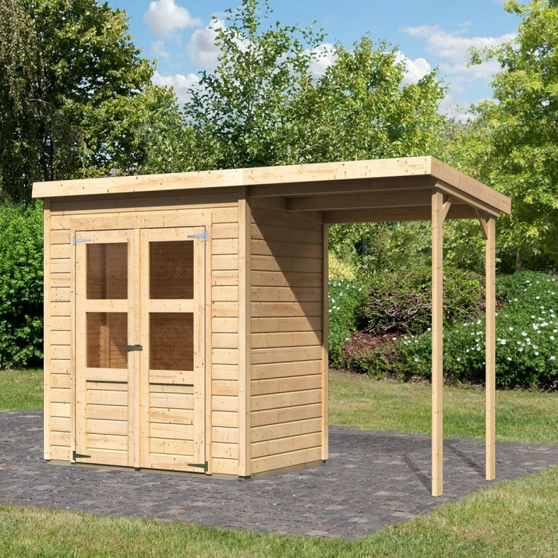 Petit Abri De Jardin En Bois 2,22m² Merseburg 2 + Appentis - Karibu 1 Petit Abri De Jardin En Bois 2,22m² Merseburg 2 + Appentis - Karibu
