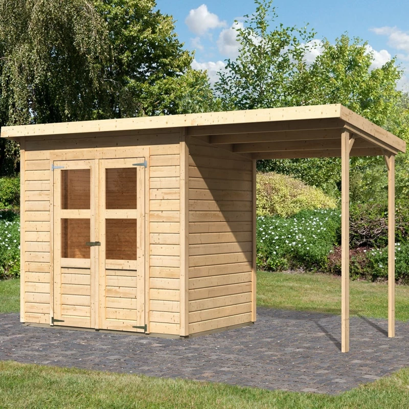 Petit Abri De Jardin En Bois 3,26m² Merseburg 3 + Appentis - Karibu 1 Petit Abri De Jardin En Bois 3,26m² Merseburg 3 + Appentis - Karibu
