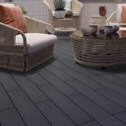 Plancher En Bois Composite - Lot De 0,6m² - Lames Clipsables - Gris - Compolife