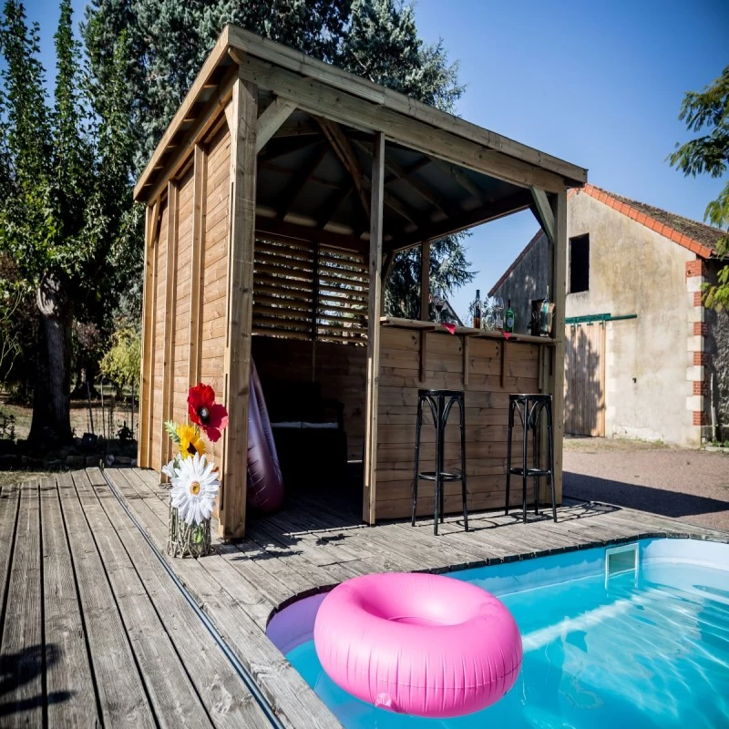 Pool House En Bois Thermo Traité 12,32m² BLUETERM, 1 Paroi Mur Plein, 1 Paroi Ventelles, 2 Parois Comptoirs - HABRITA 3 Pool House En Bois Thermo Traité 12,32m² BLUETERM, 1 Paroi Mur Plein, 1 Paroi Ventelles, 2 Parois Comptoirs - HABRITA – Image 3