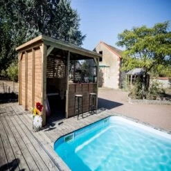 Pool House En Bois Thermo Traité 12,32m² BLUETERM, 1 Paroi Mur Plein, 1 Paroi Ventelles, 2 Parois Comptoirs - HABRITA 10 Pool House En Bois Thermo Traité 12,32m² BLUETERM, 1 Paroi Mur Plein, 1 Paroi Ventelles, 2 Parois Comptoirs - HABRITA -Outdoor Soldes pool house en bois thermo traite 1232m blueterm 1 paroi mur plein 1 paroi ventelles 2 parois comptoirs habrita 4