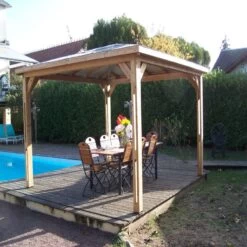 Kiosque Pool House En Bois Thermo Traité 12,32m² BLUETERM, Sans Parois - HABRITA -Outdoor Soldes pool house en bois thermo traite 1232m blueterm sans parois habrita 5
