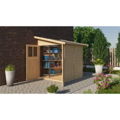 Remise Adossée Juist 2 En Bois Certifié 3,28m² - Karibu -Outdoor Soldes remise adossee juist 2 en bois certifie 328m karibu 2