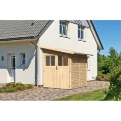 Remise Adossée Juist 2 En Bois Certifié 3,28m² - Karibu -Outdoor Soldes remise adossee juist 2 en bois certifie 328m karibu 3