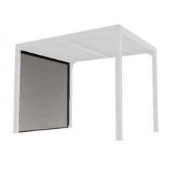 Rideau En PVC Tissé Gris Pour Côté 2,40m De La Pergola Bioclimatique Alu 7,20m² Habrita