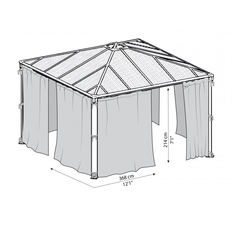 Rideaux En Polyester Gris Pour Pergolas Palermo 3000/3500/3600 + Milano 3000 + Martinique 3600 - Palram - Canopia 3 Rideaux En Polyester Gris Pour Pergolas Palermo 3000/3500/3600 + Milano 3000 + Martinique 3600 - Palram - Canopia – Image 3