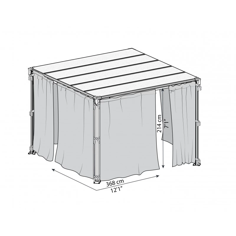 Rideaux En Polyester Gris Pour Pergolas Palermo 3000/3500/3600 + Milano 3000 + Martinique 3600 - Palram - Canopia 4 Rideaux En Polyester Gris Pour Pergolas Palermo 3000/3500/3600 + Milano 3000 + Martinique 3600 - Palram - Canopia – Image 4