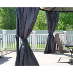 Rideaux Polyester Gris Pour Pergola Roma™ Et Monaco™ - Palram - Canopia -Outdoor Soldes rideaux en polyester gris pour pergola roma palram 5