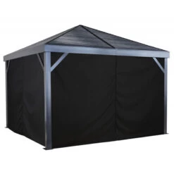 Rideaux Occultants En Polyester Gris Pour Pergola South Beach 12x12 - SOJAG