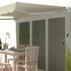 Store Banne Manuel 350x250cm EASY Toile Polyester Beige - X-METAL -Outdoor Soldes store banne manuel 350x250cm easy toile polyester beige x metal 2