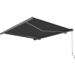 Store Banne Manuel 400x300cm LUXO Toile Polyester Grise - X-METAL -Outdoor Soldes store banne manuel 400x300cm luxo toile polyester grise x metal 4