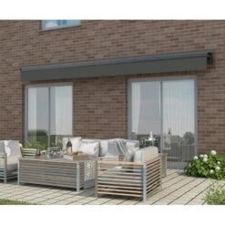 Store Banne Motorisé 295x200cm DECO Toile Polyester Grise - X-METAL -Outdoor Soldes store banne motorise 295x200cm deco toile polyester grise x metal 4