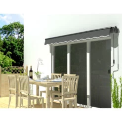 Store Banne Motorisé 350x250cm EASY Toile Polyester Grise - X-METAL -Outdoor Soldes store banne motorise 350x250cm easy toile polyester grise x metal 5