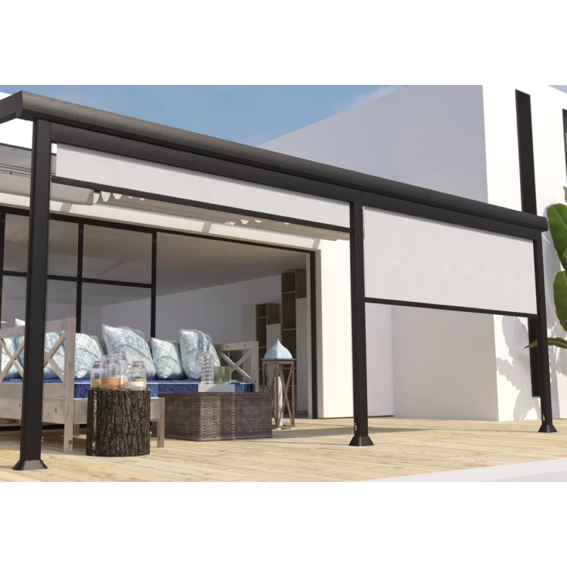 Store Brise-soleil Frontal 3m En Textilène Gris Perle Pour Pergola Adossée Edena - Couleurs Du Monde 1 Store Brise-soleil Frontal 3m En Textilène Gris Perle Pour Pergola Adossée Edena - Couleurs Du Monde