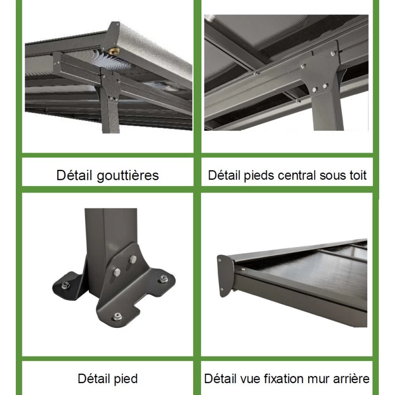 Toit De Terrasse 12,83m² Aluminium Anthracite Et Polycarbonate Habrita 3 Toit De Terrasse 12,83m² Aluminium Anthracite Et Polycarbonate Habrita – Image 3