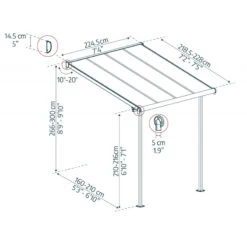 Toit De Terrasse 224x224cm En Aluminium Blanc Et Polycarbonate 6mm SIERRA - Canopia By Palram -Outdoor Soldes toit de terrasse 224x224cm en aluminium blanc et polycarbonate 6mm sierra palram 2