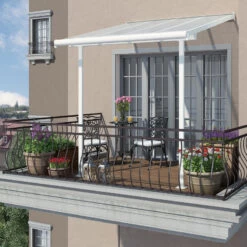 Toit De Terrasse 224x224cm En Aluminium Blanc Et Polycarbonate 6mm SIERRA - Canopia By Palram -Outdoor Soldes toit de terrasse 224x224cm en aluminium blanc et polycarbonate 6mm sierra palram 4