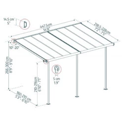 Toit De Terrasse 224x448cm En Aluminium Blanc Et Polycarbonate 6mm SIERRA - Canopia By Palram -Outdoor Soldes toit de terrasse 224x448cm en aluminium blanc et polycarbonate 6mm sierra palram 2