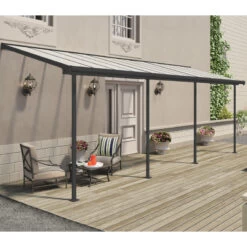 Toit De Terrasse 224x670cm En Aluminium Gris Et Polycarbonate 6mm SIERRA - Canopia By Palram