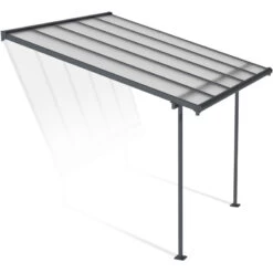 Toit De Terrasse 299x314cm En Aluminium Gris Et Polycarbonate 6mm SIERRA - Canopia By Palram -Outdoor Soldes toit de terrasse 299x314cm en aluminium gris et polycarbonate 6mm sierra canopia by palram 2