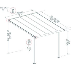 Toit De Terrasse 299x314cm En Aluminium Gris Et Polycarbonate 6mm SIERRA - Canopia By Palram -Outdoor Soldes toit de terrasse 299x314cm en aluminium gris et polycarbonate 6mm sierra canopia by palram 3
