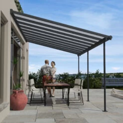Toit De Terrasse 299x555cm En Aluminium Gris Et Polycarbonate 6mm SIERRA - Canopia By Palram -Outdoor Soldes toit de terrasse 299x555cm en aluminium gris et polycarbonate 6mm sierra canopia by palram 5
