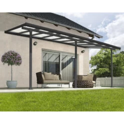 Toit De Terrasse 300x546cm En Aluminium Gris Et Polycarbonate 8mm FERIA - Canopia By Palram -Outdoor Soldes toit de terrasse 300x546cm en aluminium gris et polycarbonate 8mm feria palram 3