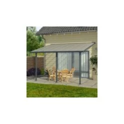 Toit De Terrasse 300x800cm En Alu Gris Anthracite Et Polycarbonate 8mm PATIO