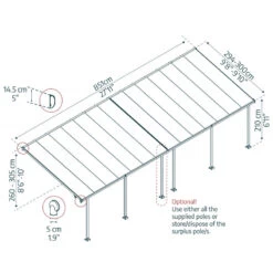 Toit De Terrasse 300x851cm En Aluminium Gris Et Polycarbonate 8mm FERIA - Canopia By Palram -Outdoor Soldes toit de terrasse 300x851cm en aluminium gris et polycarbonate 8mm feria palram 2