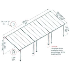 Toit De Terrasse 300x915cm En Aluminium Gris Et Polycarbonate 8mm FERIA - Canopia By Palram -Outdoor Soldes toit de terrasse 300x915cm en aluminium gris et polycarbonate 8mm feria palram 2