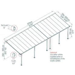 Toit De Terrasse 300x971cm En Aluminium Gris Et Polycarbonate 8mm FERIA - Canopia By Palram -Outdoor Soldes toit de terrasse 300x971cm en aluminium gris et polycarbonate 8mm feria palram 2