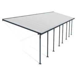 Toit De Terrasse 300x1035cm En Aluminium Gris Et Polycarbonate 8mm FERIA - Canopia By Palram -Outdoor Soldes toit de terrasse 3x1035m en aluminium gris et polycarbonate 8mm feria palram 2