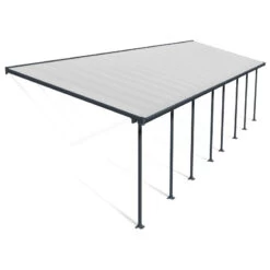 Toit De Terrasse 300x1092cm En Aluminium Gris Et Polycarbonate 8mm FERIA - Canopia By Palram