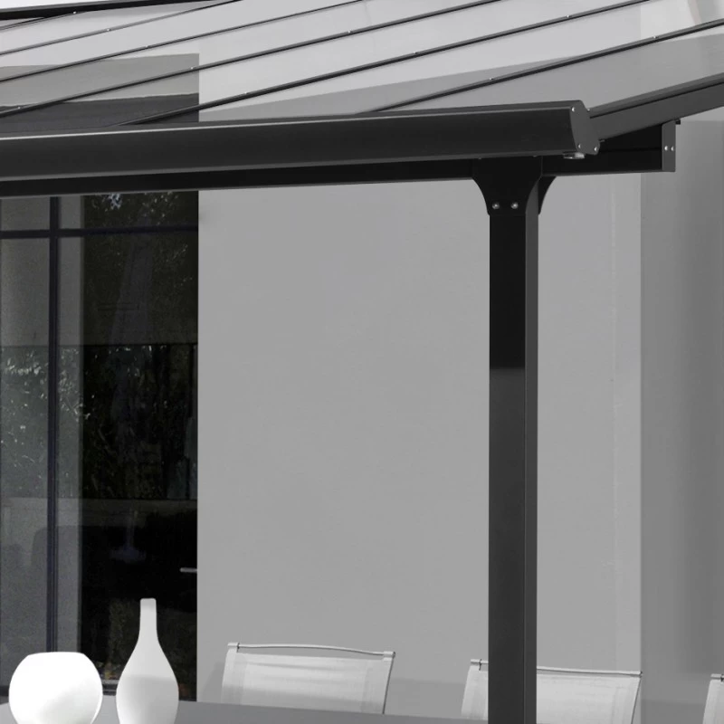 Toit De Terrasse 9,21m² Aluminium Anthracite Et Polycarbonate Habrita 2 Toit De Terrasse 9,21m² Aluminium Anthracite Et Polycarbonate Habrita – Image 2