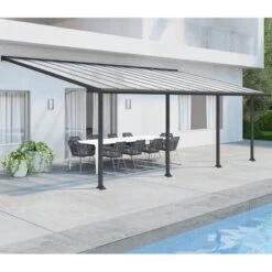 Toit De Terrasse En Aluminium Gris 3x7,30m + PC 16mm Olympia - Palram - Canopia