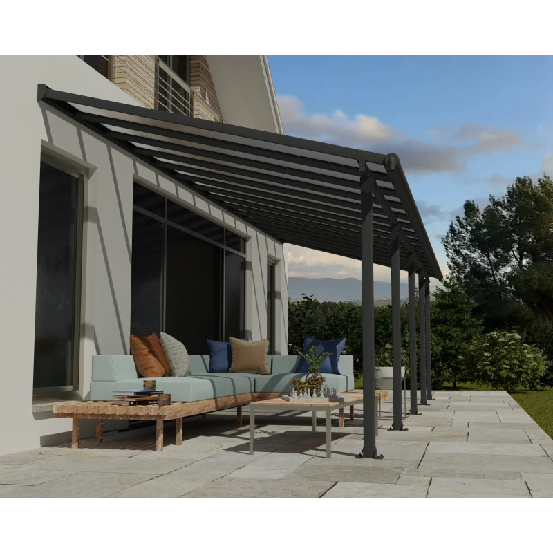 Toit De Terrasse En Aluminium Gris 3x8,51m + PC 16mm Olympia - Palram - Canopia 1 Toit De Terrasse En Aluminium Gris 3x8,51m + PC 16mm Olympia - Palram - Canopia